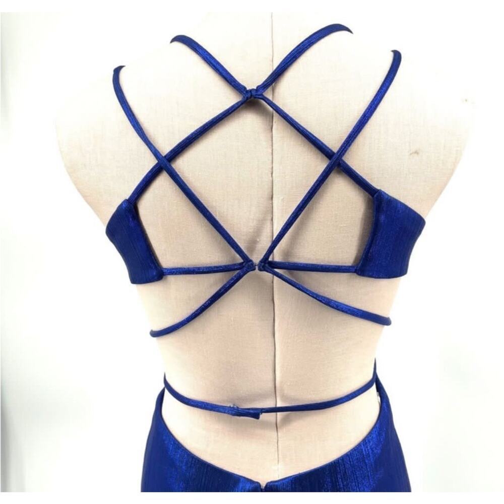 Ellie Wilde By Mon Cheri Metallic Blue Mermaid Prom Dress 10 Bridesmaid NEW - Picture 5 of 10